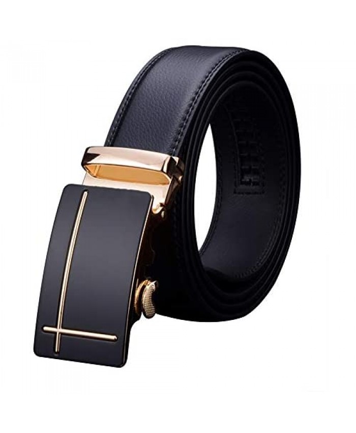 Haixin Men's Belt Ratchet Belt Dress Belt with Automatic Buckle Real LeatherSlide Belt Elegant Gift Box