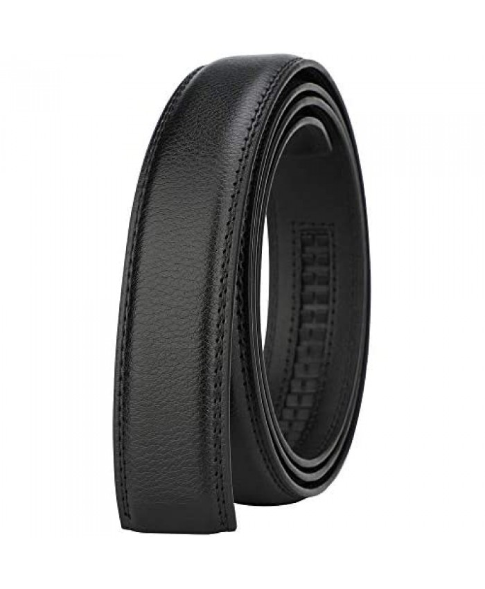 Lavemi Men's Real Leather Ratchet Dress Belt Strap(Pebble Black Leather)