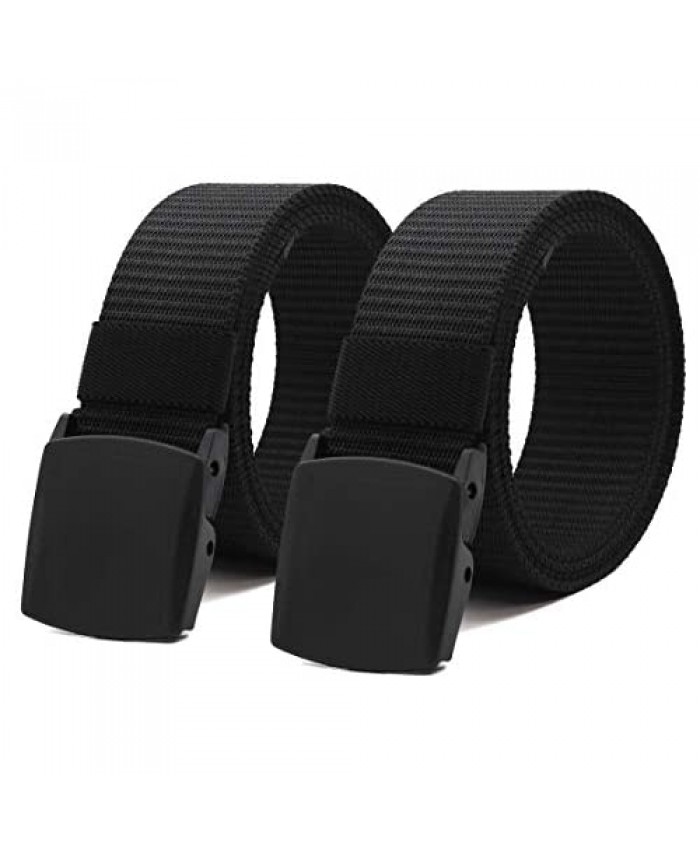 Nylon Military Tactical Men Belt Breathable Webbing Canvas Outdoor Web Belts with Plastic Buckle 2 Pack