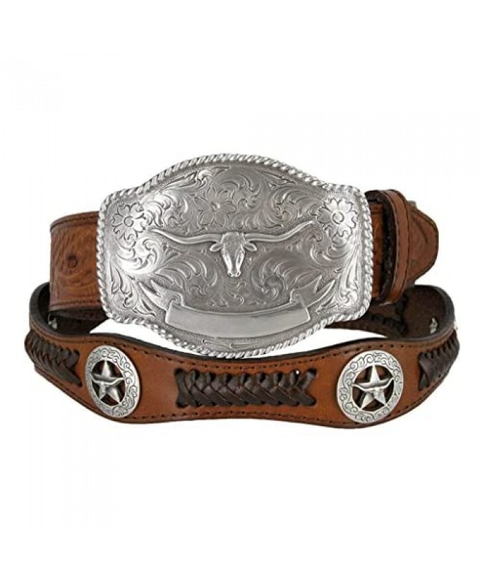 State of Texas Longhorn and Star Western Embossed Leather Belt