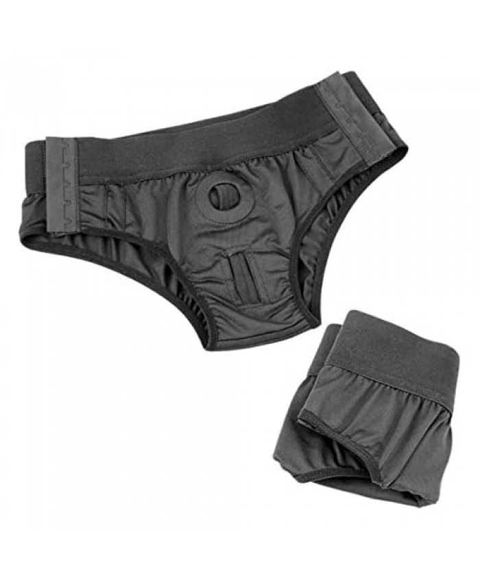 Unisex Strap on Harness Belt Pants Strapless Panties with Adjustable Belt in Black For Women Men