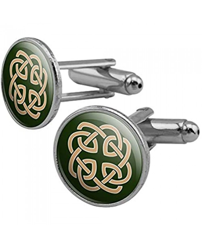 GRAPHICS & MORE Celtic Knot Love Eternity Round Cufflink Set Silver Color