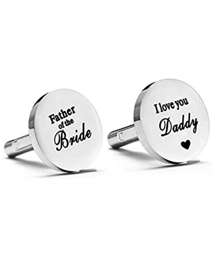 Melix Home Wedding Gifts for Him Father of The Bride I Love You Daddy Round Cuff Links Wedding Gift for Daddy from Daughter