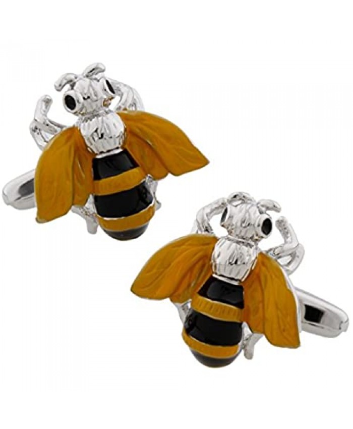 MRCUFF Bumblebee Honey Bee Pair Cufflinks in a Presentation Gift Box & Polishing Cloth