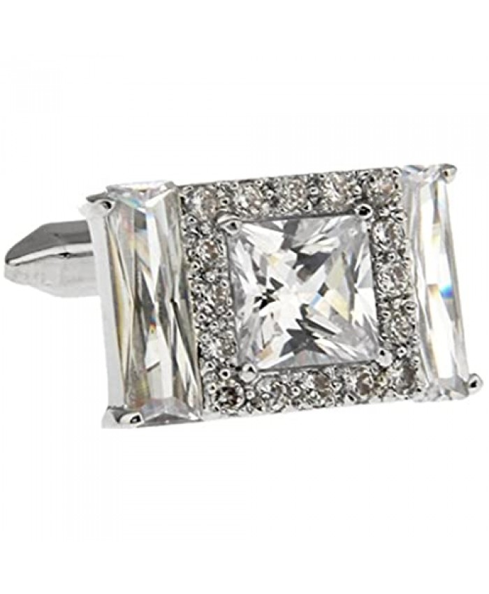 MRCUFF Crystals Multiple Rectangle & Square Pair Cufflinks in a Presentation Gift Box & Polishing Cloth
