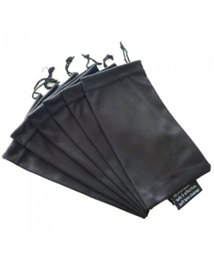 6 PC Sunglass Eyeglass Microfiber Soft Lens Cloth Carry Bag Pouch Case (Black)