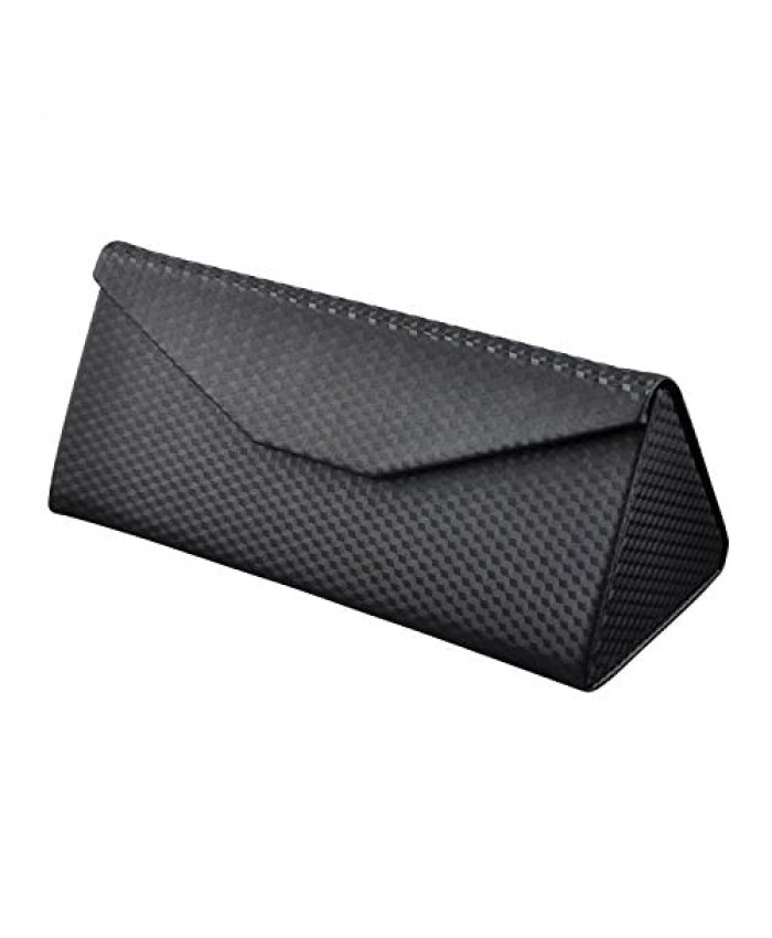 Br'Guras Fordable Carbon Texture PU Eyeglass Case with Magnet Closure for Sunglasses Sports Glasses and Shooting Glasses