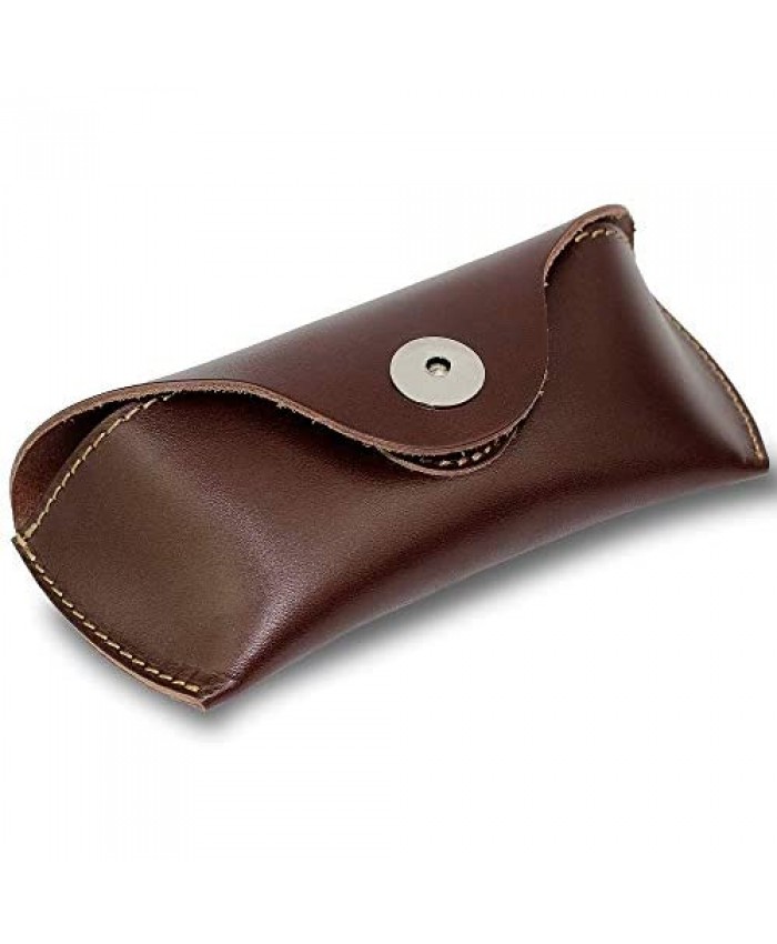 DK86 Genuine Leather Glasses Case Sunglasses Pouch Eyeglass Case for Men and Women