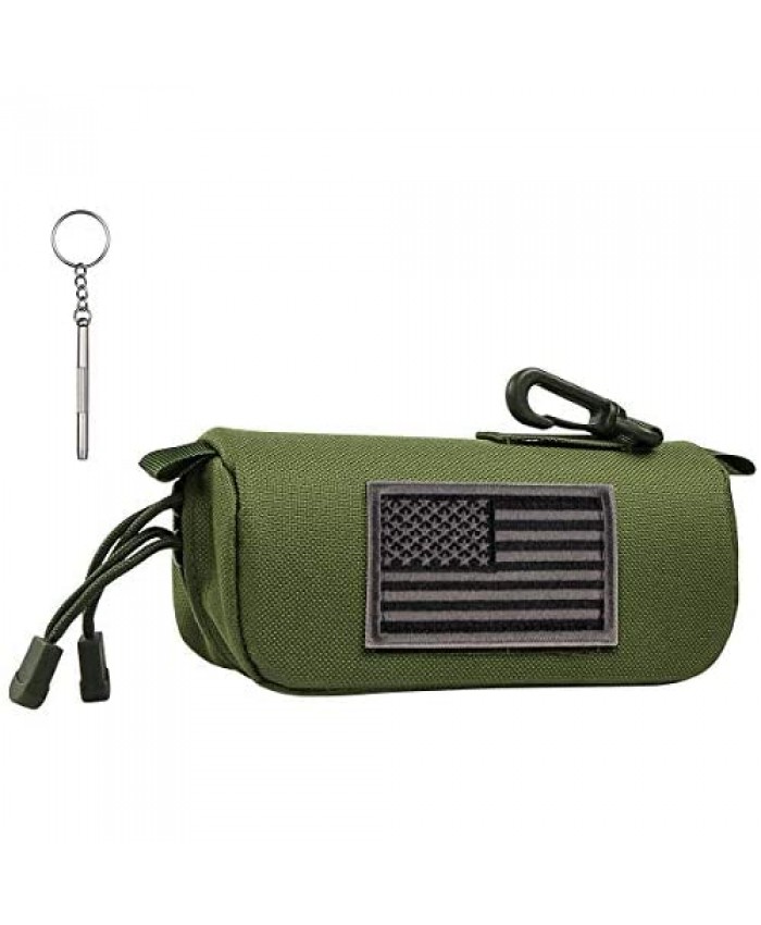 Eyeglasses Hard Shell Case Tactical Molle Zipper Sunglasses Carrying Case 1000D Nylon with Clip