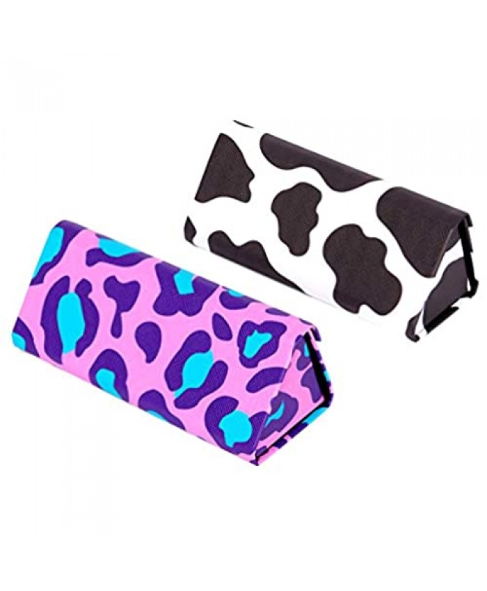 Magnetic Folding Hard Case for Women Leopard and Cow Print (2 Pack)