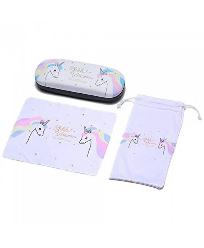 Unicorn Glasses Case Kit with Cleaning Cloth & Eyeglass Pouch Holder Hard Shell