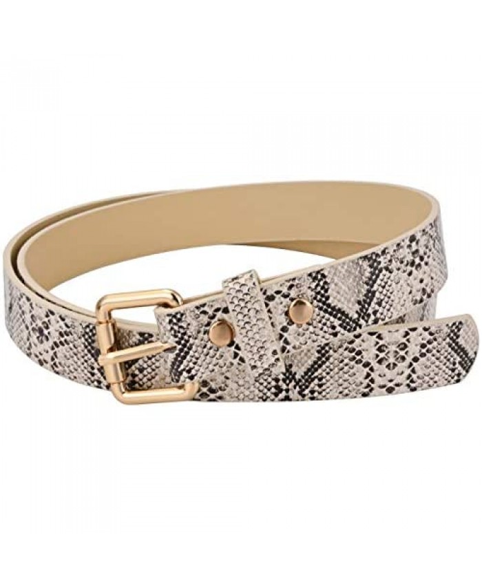 Ayliss Womens Belts Snakeskin PU Leather Slim Thin Waist Belt Casual for Jeans Dresses Pants