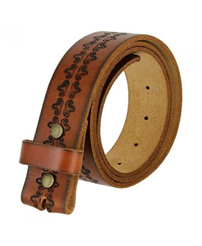 BS042 Vintage Tooled Full Grain Cowhide Leather Casual Jean Replacement Belt Strap 1.5" Wide