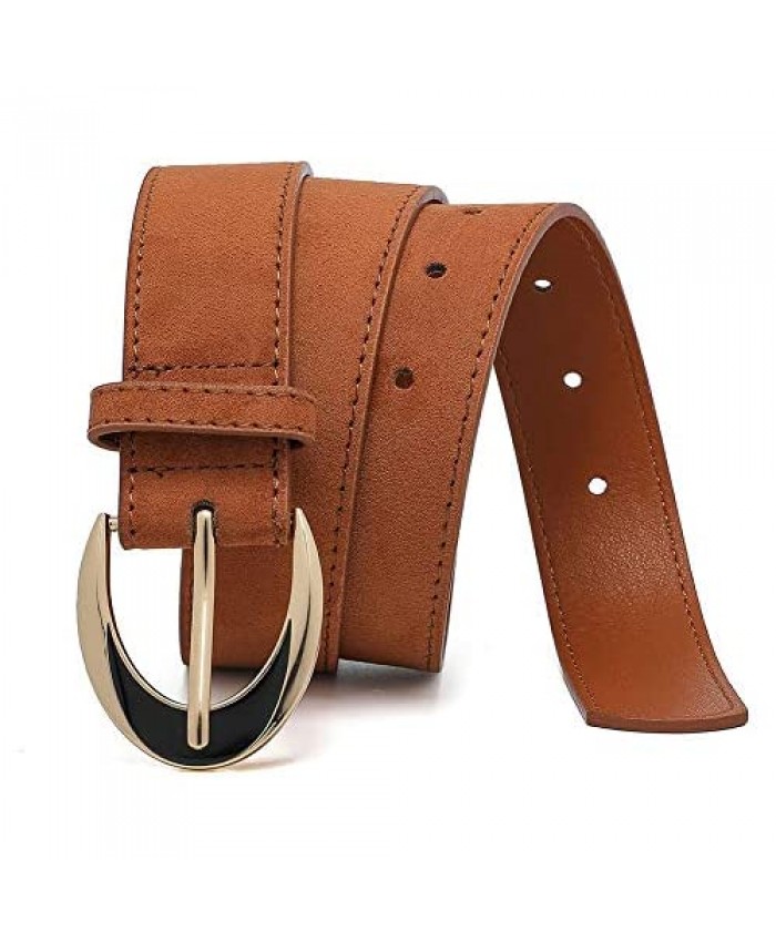 IFENDEI Women's Belts for Jeans Stitching on Suede Leather with Gold Buckle