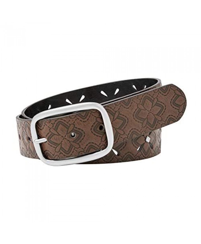 Relic by Fossil Women's Embossed and Perforated Stud Nickel/PVC Belt
