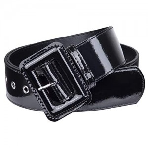 Samtree Retro Wide Patent Leather Belt for Women Square Buckle Grommet Cinch High Waist Belt for Dress