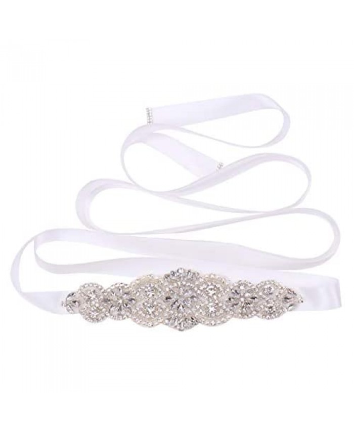 Tendaisy Women's Bridal Belt Rhinestone Wedding Sash Belts with Crystal Beads Pearls for Dresses and Gowns