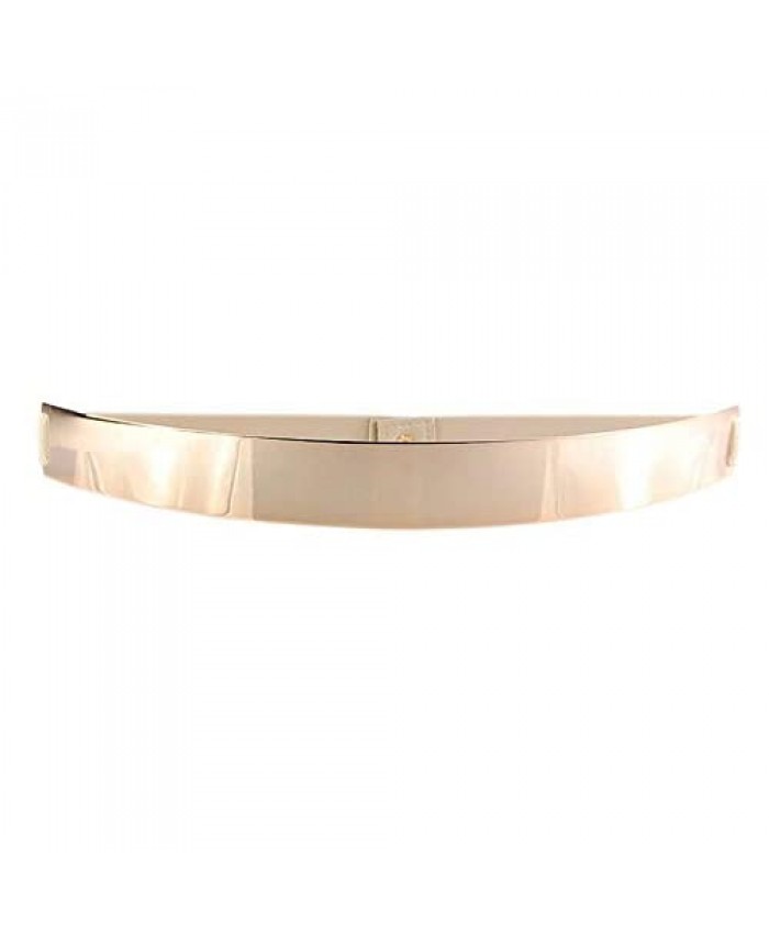 VOCHIC Womens Metal Mirror Elastic Stretch Silver Waist Belt Metallic Waistband Plate Wide Belts