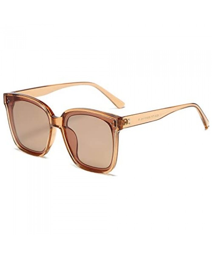 DUSHINE Oversized Square Polarized Sunglasses For Women With Rivets Retro Vintage UV Protection