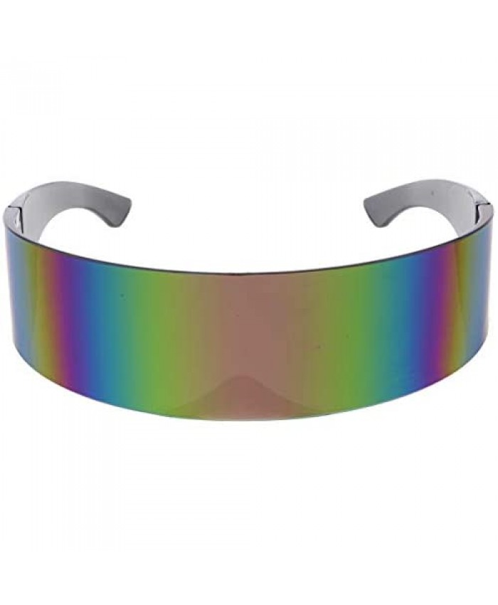 zeroUV - 80s Futuristic Cyclops Cyberpunk Visor Sunglasses with Semi Translucent Mirrored Lens