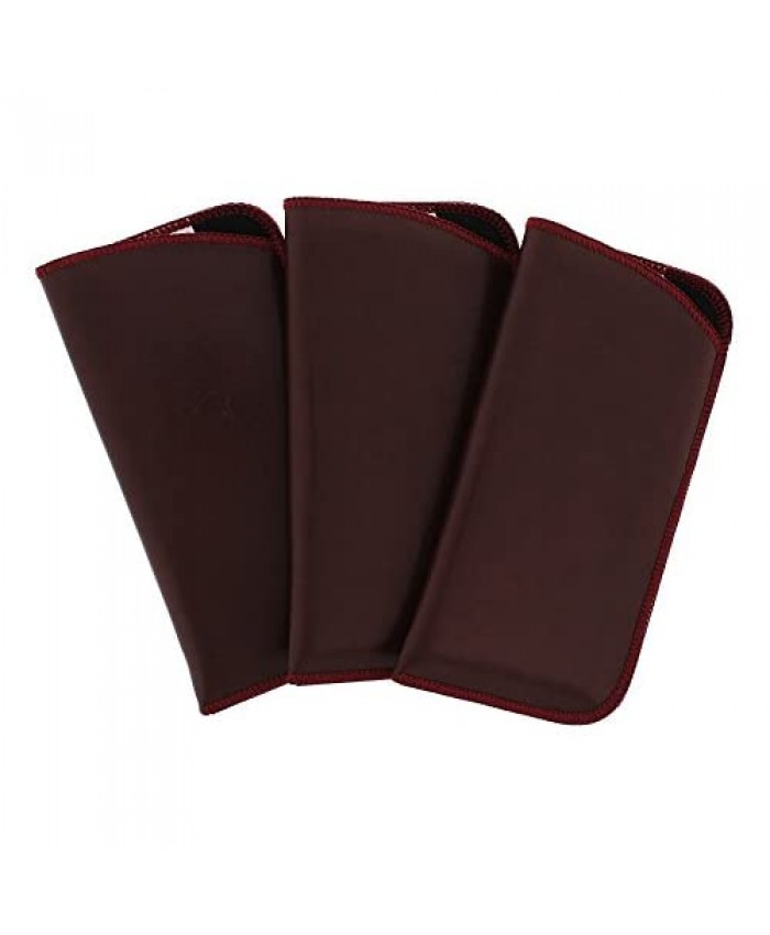 3 Pack Classic Faux Leather Eyeglass Slip Cases In Burgundy For Men And Women