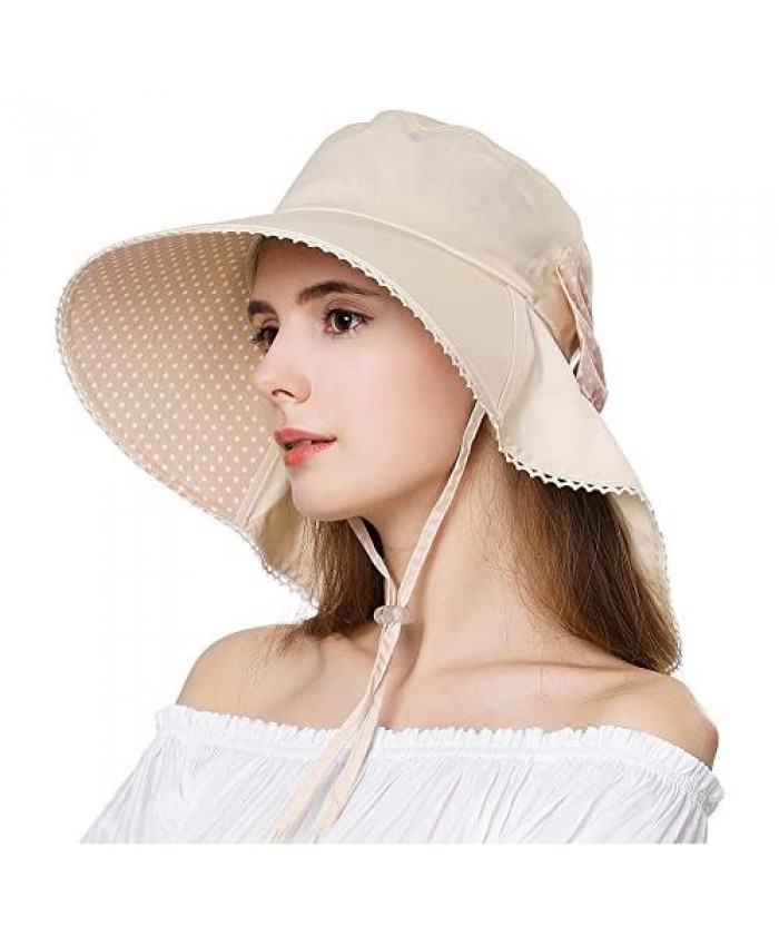 Comhats Summer Sun Hat for Women UV Protection with Ponytail Hole & Neck Flap