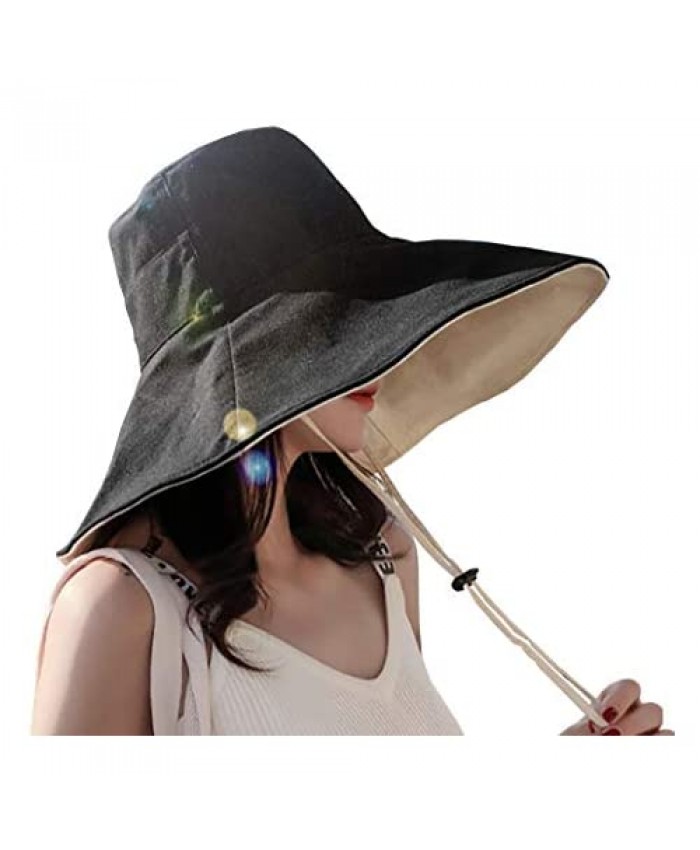 FaroDor Women's Packable Reversible Bucket Hat UV Sun Protection Wide Brim Summer Beach Cap