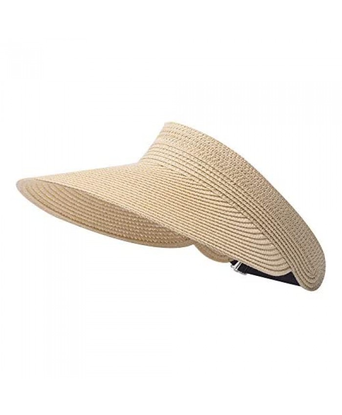 Foldable Sun Hat UPF50+ UV Protective Beach Braid Hat Wide Brim Roll-up Straw Hat Visors for Women