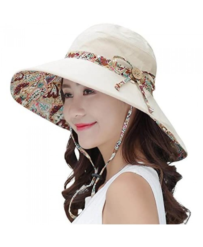 HINDAWI Sun Hats for Women Packable Sun Hat Wide Brim UV Protection Beach Sun Cap