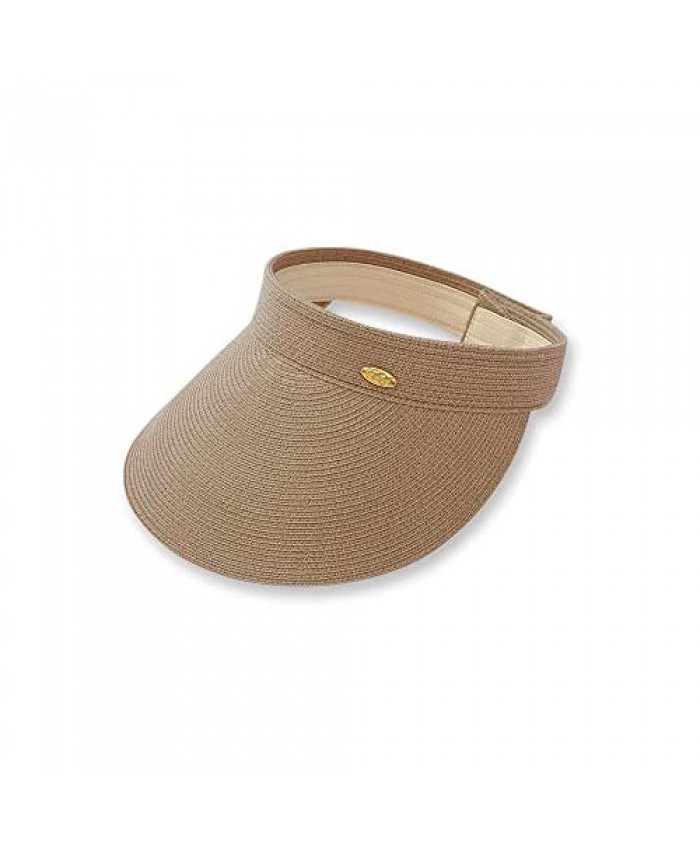 OhSunny Beach Hats for Women Wide Brim Roll-up Foldable Straw Sun Hat Visors UPF 50+ Light Coffee