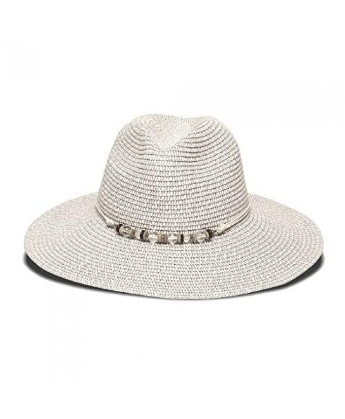 Physician Endorsed Women's Adjustable Head Size Greyling Fedora Hat Grey/White Packable & Rated UPF 50+ for Max Sun Protection