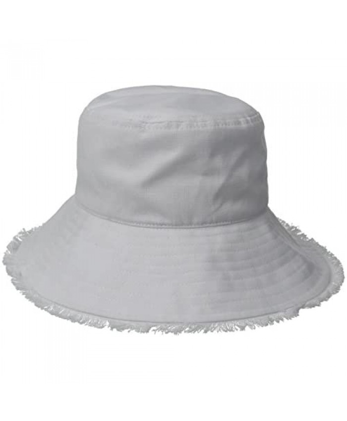 Physician Endorsed Women's Castaway Canvas Bucket Sun Hat with Fringe Rated UPF 50+ for Max Sun Protection