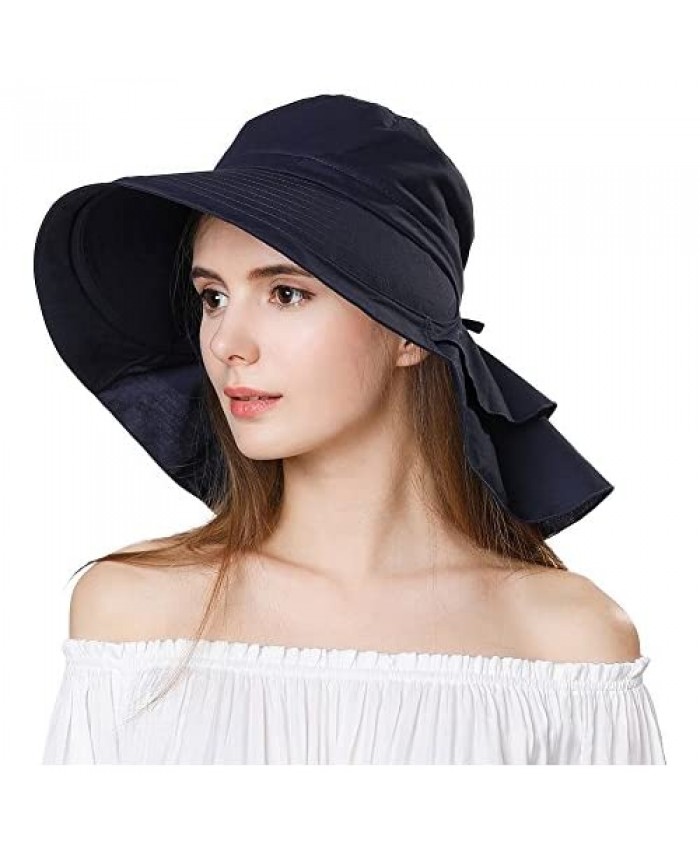 Siggi Summer Bill Flap Cap UPF 50+ Cotton Sun Hat with Neck Cover Cord for Women