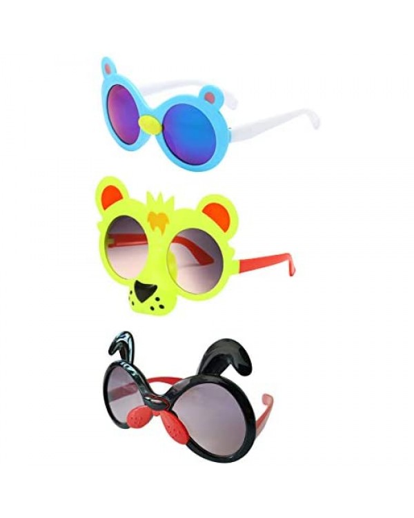 FANCYKIDS Kids Tiger Dog Bear Animal Shaped Sunglasses for Toddler Boys Girls