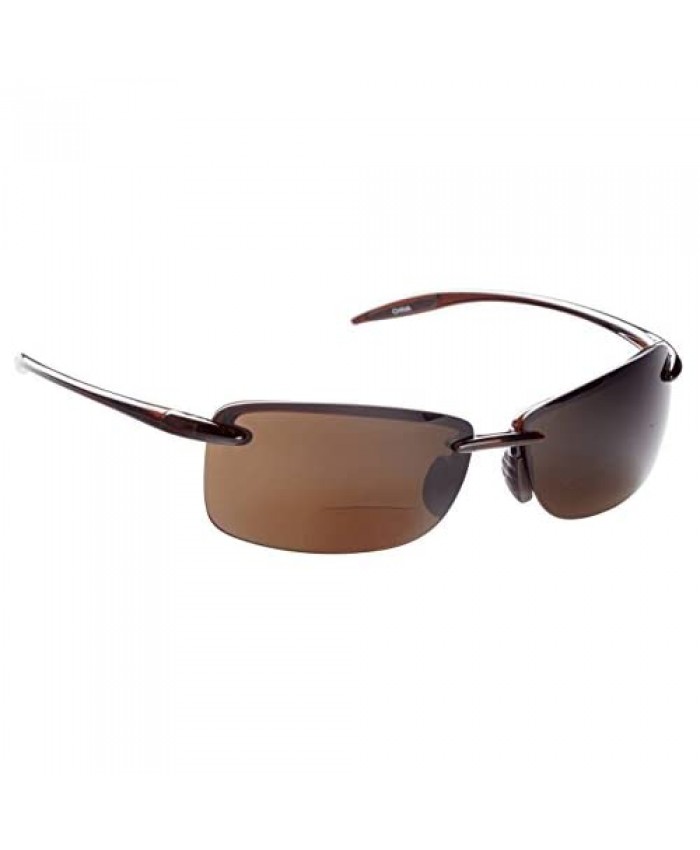 Guideline Eyegear Del Mar Polarized Bifocal Sunglass with Freestone Brown Lens Shiny Rootbeer Frame
