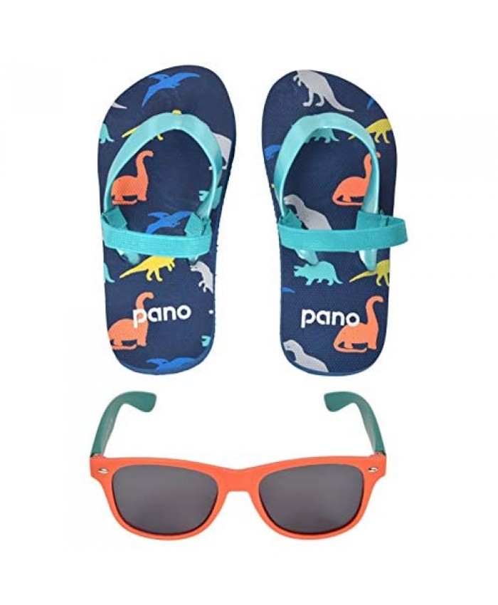 Pan Oceanic Boys Sunglasses and Flip Flops Beach Wear Gift Set For Babys Toddlers and Kids Ages 0-3