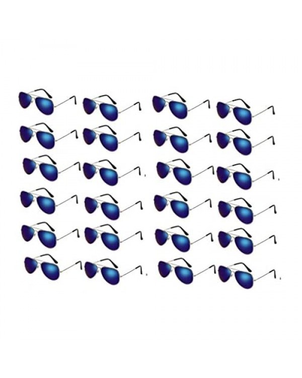 WODISON 24 Packs Classic Kids Aviator Sunglasses Bulk Metal Frame Children Party Eyeglasses