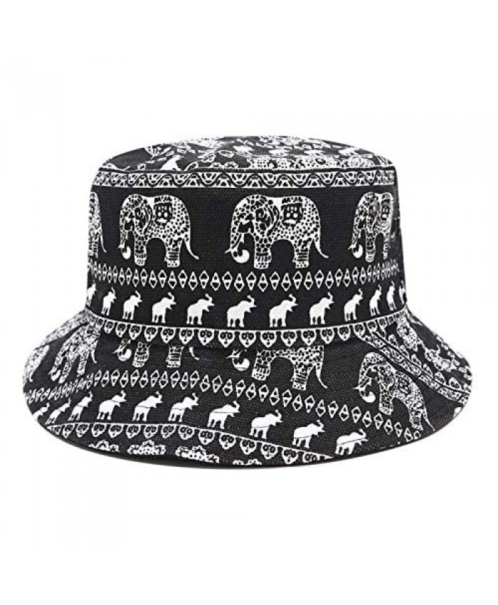 Aelidiya Trendy Reversible Bucket Hats for Women Men Packable Print Fisherman Cap Outdoor Travel Vocation Sun Hat