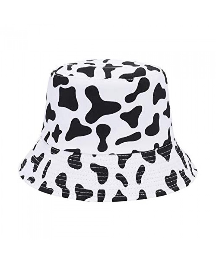 Bucket Hat Unisex Double-Side-Wear Reversible Bucket Hats Summer Travel Beach Sun Hat Outdoor Cap for Women Men