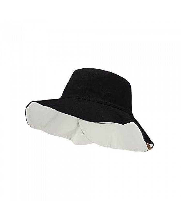 C.C Women's 100% Cotton Crushable Bucket Ponytail Messy Bun Sun Hat Reversible