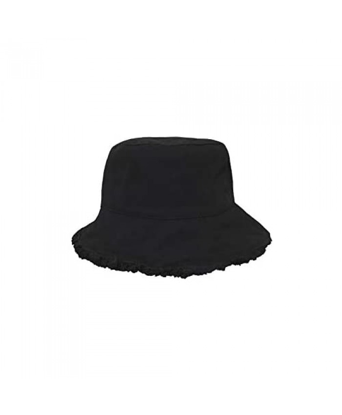 Cotton Bucket Hat for Women Sun Hat Brim Black
