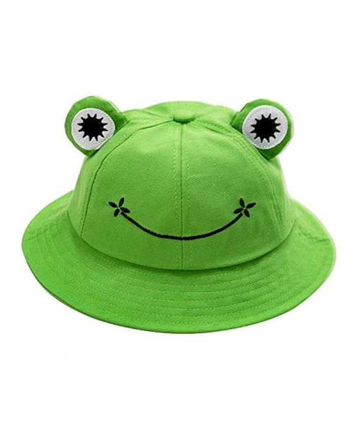 Jiuhong Adult Cute Frog Bucket Hat Fisherman Sun Bucket Hat for Adults Teens Wide Brim Beach Fisherman Cap