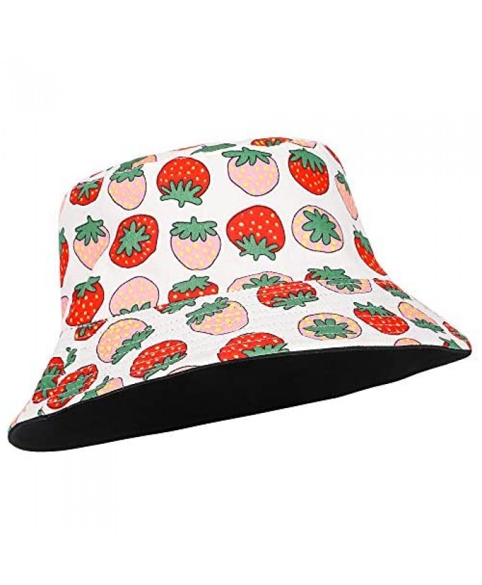 MNXA Cute Print Bucket Hat Reversible Packable Fisherman-Cap Outdoor Sun Hat for Men Women Many Patterns