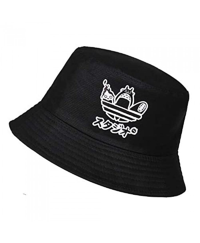 New Hot Hayao Miyazaki Anime Totoro Print Bucket Hat Summer Outdoor Panama Fisherman Hat Bob Hip Hop