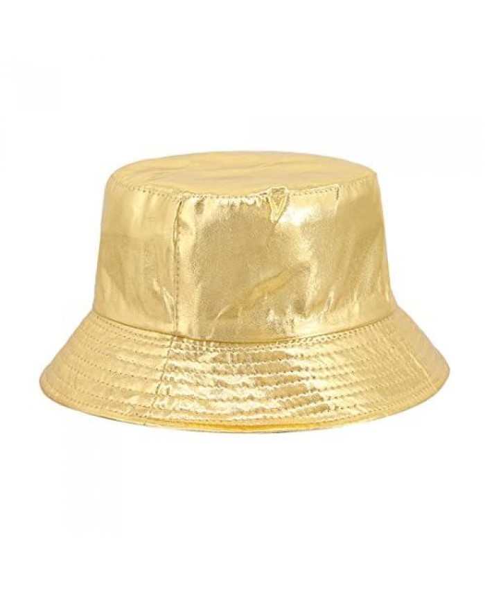 Surkat Unisex Metallic Foldable Bucket Hat Reversible Fisherman Cap Travel Sun Hat