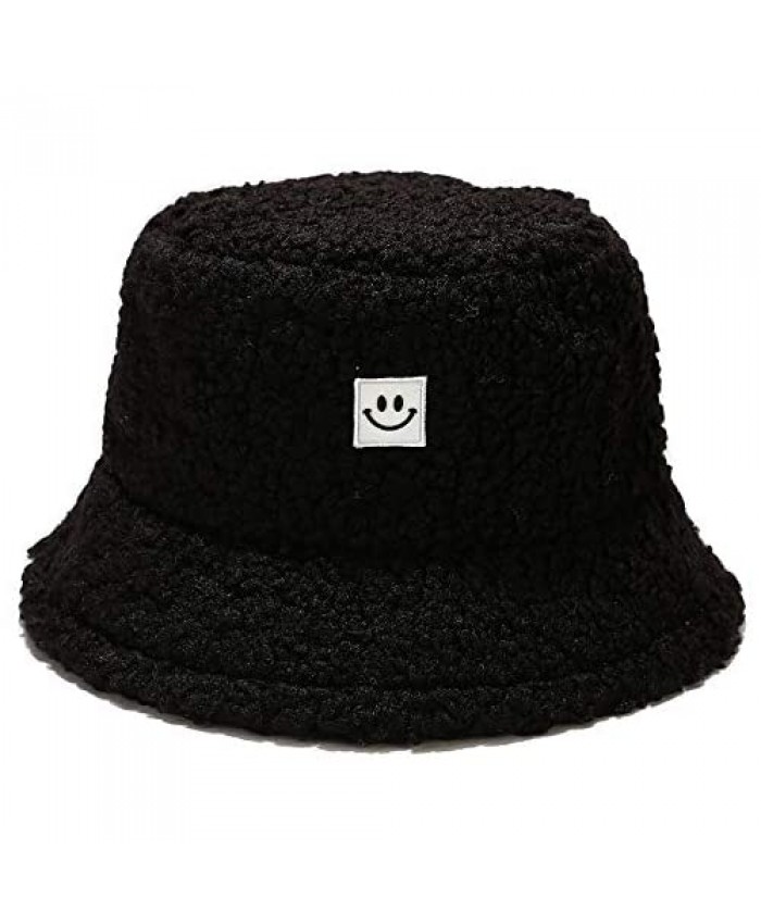 Umeepar Winter Faux Shearling Shaggy Bucket Hat Warm Fishing Cap for Womens