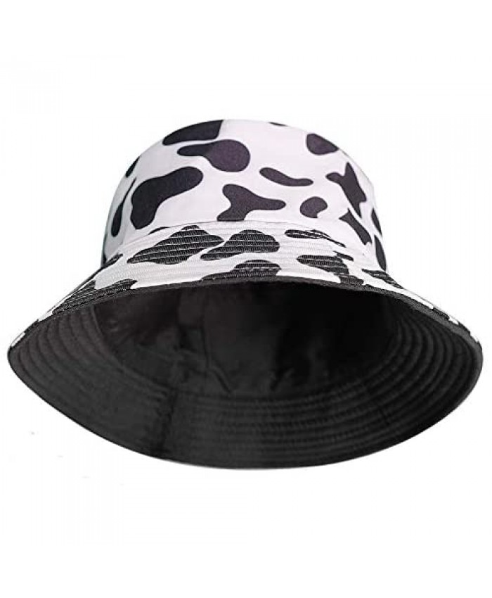 Unisex-Bucket-Hats Cows-Pattern Reversible-Sun-Hat Fisherman-Cap Double-Side-Wear Women