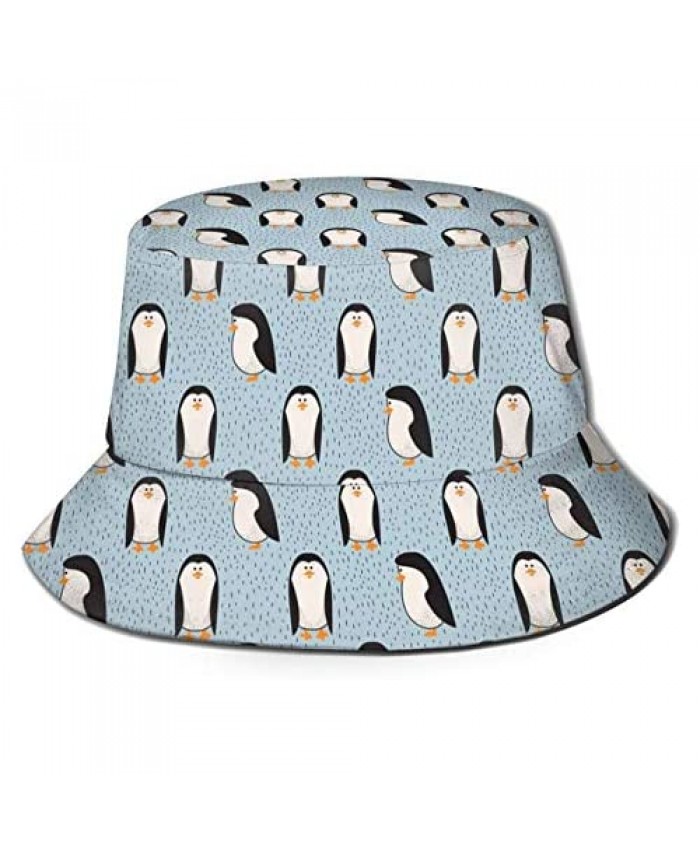 Unisex Fashion Bucket Hat Summer Fisherman Cap Cute Penguin Sun Cap Fisherman's Hat for Men Women