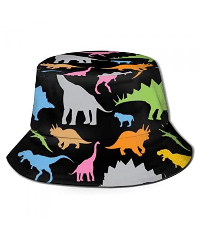 Unisex Packable Reversible Colorful Cute Animal Dinosaur Printed Fisherman Bucket Sun Hat