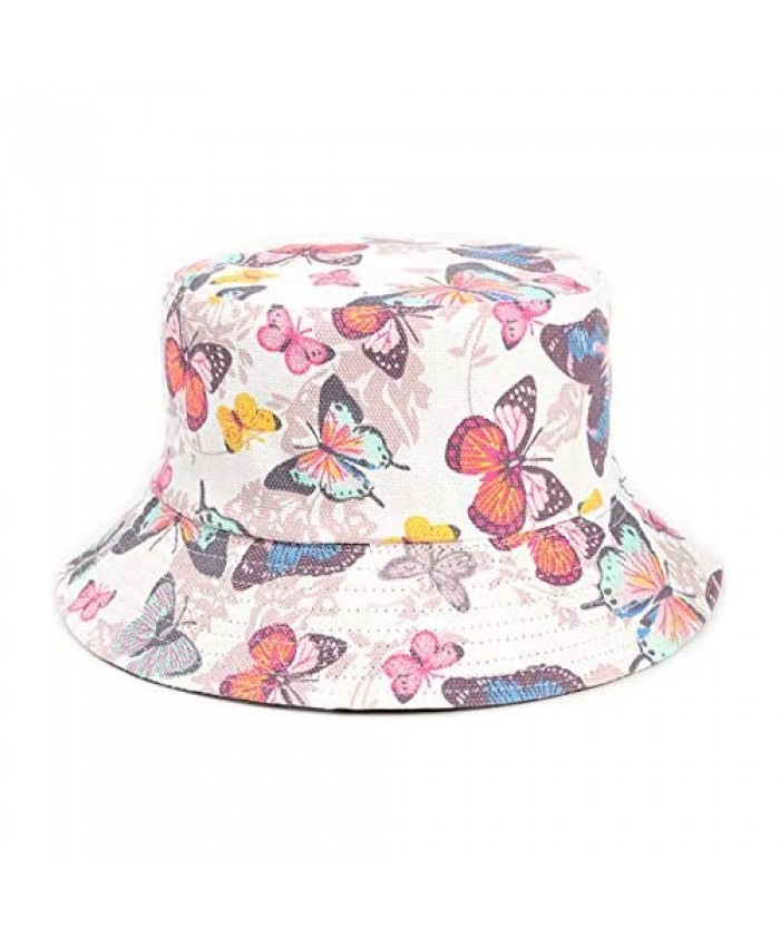 WIACBIL Reversible Bucket Hat Emboridery Double-Side-Wear for Women Men Summer Travel Beach Sun